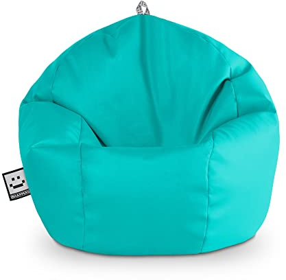 HAPPERS Puff Pelota Infantil y Juvenil de Polipiel | Sillón Ligero y Cómodo para Niños | Fácil de Limpiar para Habitación o Zona de Juegos | 60x60x60 cm - Turquesa