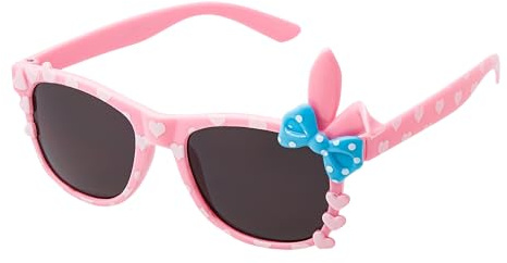 Ultra Bunny Bow Kids Sunglasses for Girls Ages 3-9, UV400 Protection with Microfibre Case - Retro Oval Shades in 5 Colours - Pink