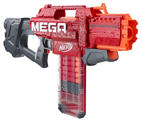 NERF Hasbro E6474EU4 Mega Motostryke motorisierter 10-Dart Blaster – enthält 10 Mega Darts und 10-Dart Clip-Magazin – Kids, Jugendliche und Erwachsene