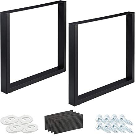 Relaxdays Tischkufen 2er Set, BxH: 80x72 cm, Metall Tischbeine Schreibtisch, Esstisch, Couchtisch, Industrial, schwarz