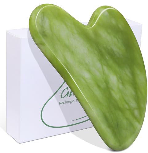 BAIMEI Gua Sha Stein für Gesicht & Körper, Natürlicher Jade Gua Sha ，Face Massager für Skincare, Strafft Haut & Jawline, Gesichtsmassage Tool für Skincare，Geschenk für Frauen