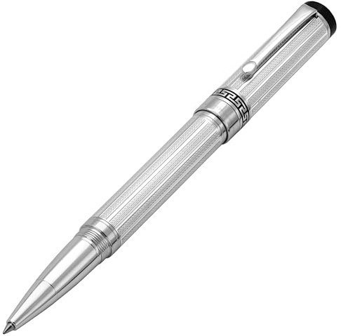 Xezo Stylo roller Tribune en argent massif 925, pointe fine. Plaqué platine. Gravé à la main, numéroté