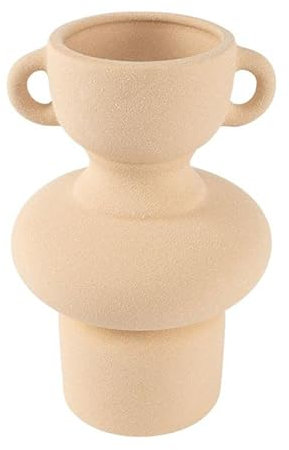 ROCKING GIFTS Jarrón Decorativo Anfora con Asas Cerámica Efecto Arcilla Beige 21 cm