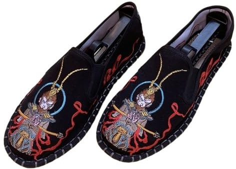 Scarpe Ricamate Scarpe Cinesi Kung Fu Tai Chi Scarpe Unisex Tradizionali Cinesi Della Vecchia Pechino Antiscivolo Traspirante Abbigliamento Quotidiano Slip On Scarpe Per Coppie ( Color : Black-01 , Si