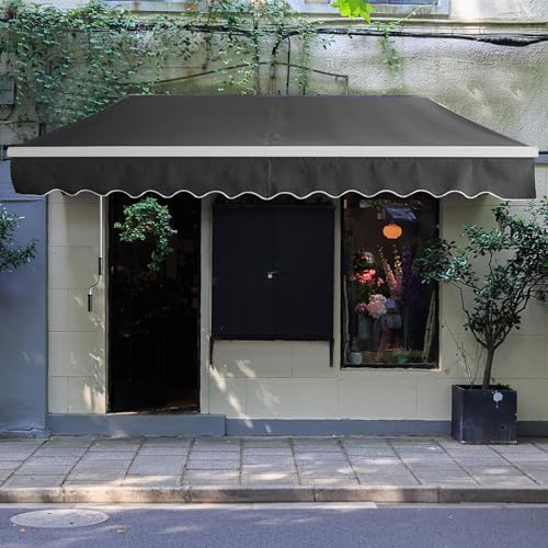 CEEDIR Toldo de brazo articulado, 360 cm de ancho, toldo manual para balcón, toldo con manivela, protección solar, resistente al agua, para jardín, terraza, gris oscuro, 360 x 300 cm