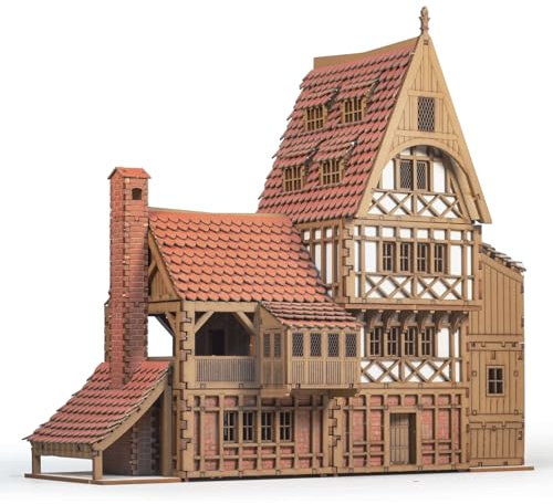 Gildenhalle – DIY-Holzbaukasten für Architektur- und Ingenieurmodell, Bausatz für Jugendliche und Erwachsene, kreatives Spielen und Tabletop-Spiele