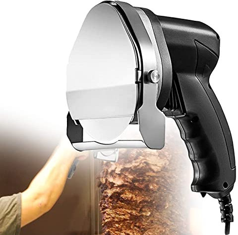 Coltello elettrico Shawarma Doner Kebab, Coltello Gyros per carne affettata, 80W 0,5 Affettatrice per kebab più sottile BBQ Macchina per tagliare la carne arrosto Coltello giroscopico,Wired