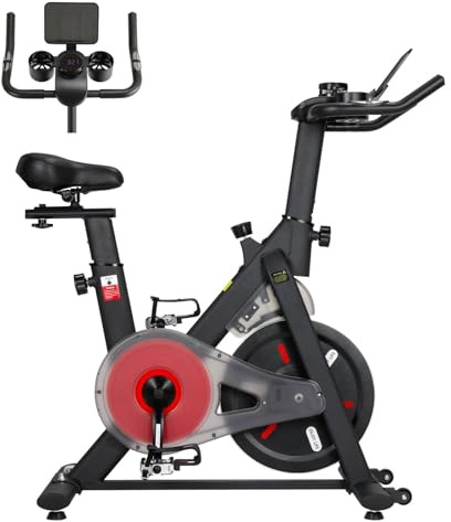 LIFERUN Vélo d'appartement à Résistance Magnétique Réglable, Vélo d'exercice Silencieux, velo Fitness d'intérieur avec ergomètre LCD, Guidon et Siège Réglables, Capacité de Charge 120KG