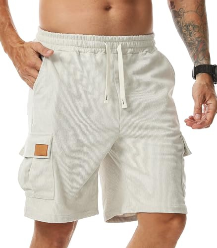 Comilaka Hombre Pantalones Cortos Casual Bermudas con Bolsillos Shorts Pana Deportivos