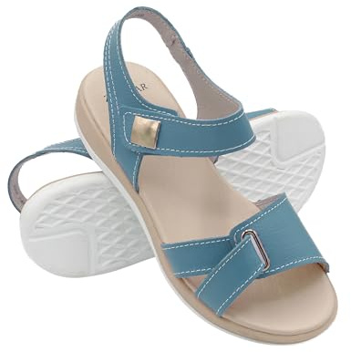 Zerimar Sandales d'été pour femmes en cuir naturel - Sandales confortables pour femmes avec semelle en caoutchouc antidérapante