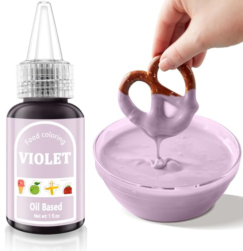 Violet Oil Based Food Coloring for Chocolates Melts - 30ML Tasteless Liquid Edible Oils Food Dye Candy Cookies Decorating, Vivid Oil Food Color Baking Frosting Cake Decorations,Soap Cosmetics, Non-GMO