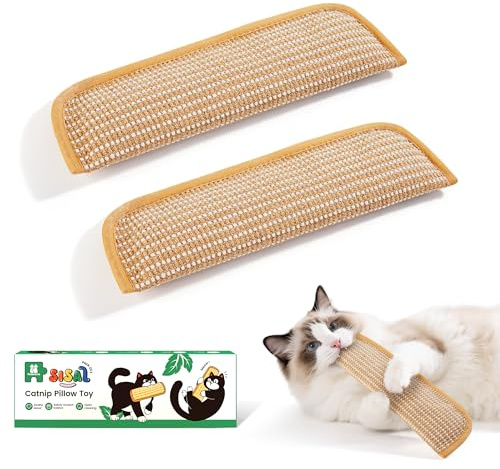 Potaroma Cat Toys Pack of 2 with 6000mg A+ Organic Catnip, Soft Sisal Material Indoor Kitten Scratching and Kicker Toys, Drives Bored Cats Crazy with Fun Interactive Chew