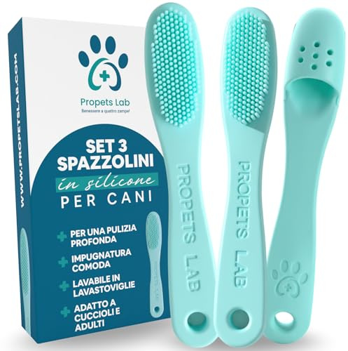 Propets Lab Spazzolino per Cani Set 3 Spazzolini da Dito in Silicone Alimentare per Pulizia Denti Cane e Gatto Ideale per Taglia Piccola e Taglia Grande per Corretta Igiene Orale Antitartaro
