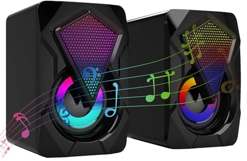 Altoparlanti per computer RGB, audio subwoofer, unità, uscita audio trasparente, alimentazione USB, lunghezza del cavo lungo, custodia durevole | Altoparlanti multimediali per