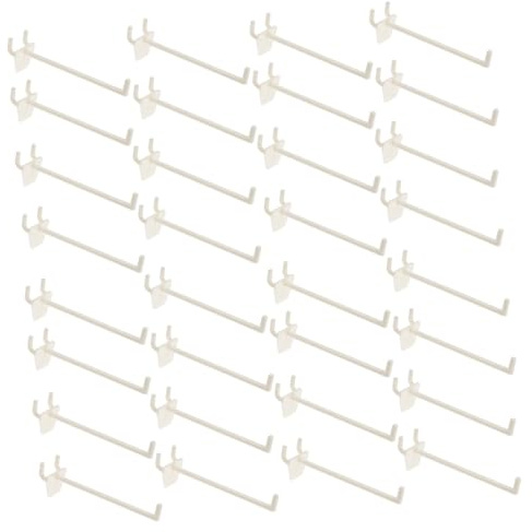 TOVINANNA 50 Ganchos para Panel Perforado de ABS Espaciado de 2 CM Gancho para Taller y Garaje Longitud de 114 MM Color Neutro Set de 50 Piezas para Organización y Exhibición el Hogar