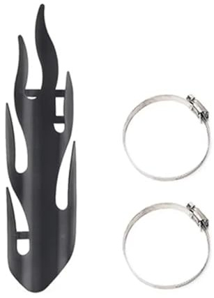 Adapté aux silencieux d'échappement de moto, style flamme rétro, protection thermique en fer, 1 pièce Bouclier Thermique(Black)