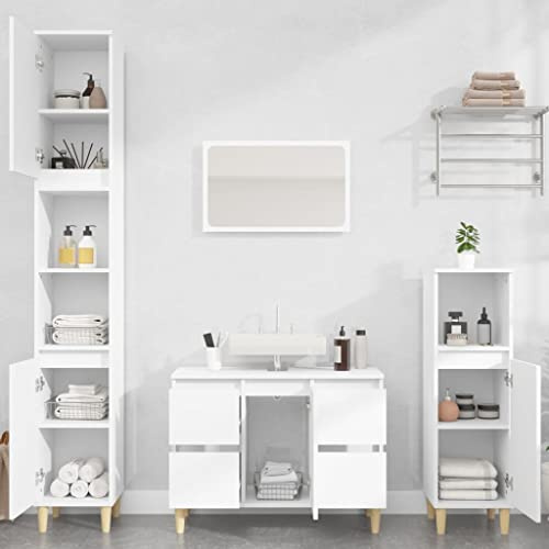 Emmtore Juego de Muebles de baño 3 pzas Madera contrachapada Blanco