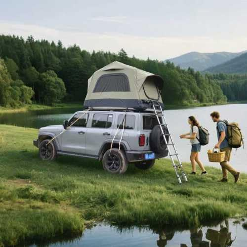 Uppblåsbart taktält för bil, Jeep & SUV, 1–3 personer, vattentätt campingtält med handpump, madrass och teleskopstege, PU3 000 mm, UPF50+, grön/svart, 220 x 145 x 133 cm