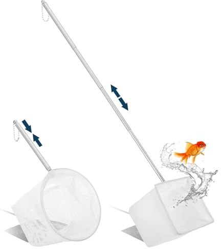 FAYAHAR 2 Pièces Epuisette Aquarium, Mini épuisette avec 13 à 39 cm Manche Extensible en Acier Inoxydable, Filet pour Crevettes d'aquarium, pour Aquariums et Petits Bassins (7,8 cm, 9,5 cm)