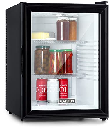 Klarstein Mini Frigo de Chambre de 42L pour Snacks et Boissons, Top Silencieux, Petit Bar, Camping, Cosmetique, Refrigerateur avec Étagères Réglables, 12-18°C