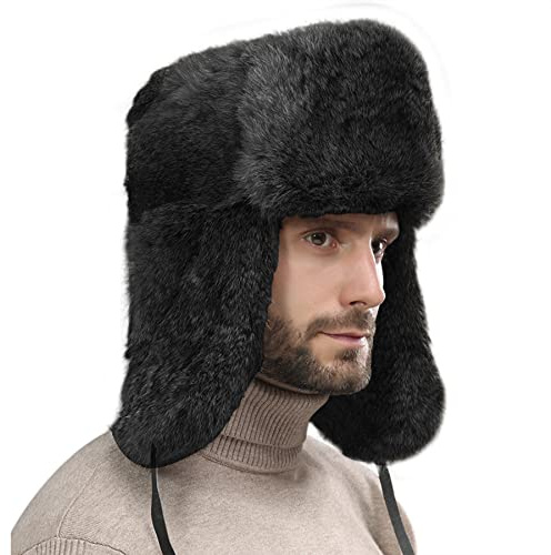 Men Women Faux Fur Trapper Hat Winter Thick Furry Ushanka Russian Hat Earflap Cap Windproof Thermal Cycling Camping Skiing Cap Hunting Hat with Ear Flap