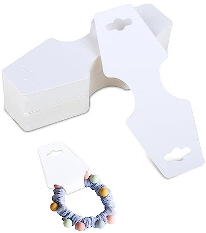 Visningskort för smycken, 100 st vita vikbara kraftpapper, halsband, örhänge, armband, taggar, set 12 x 5 cm, smyckesförpackning, hängande papperskort för visningsarmband, pannband, gör-det-själv
