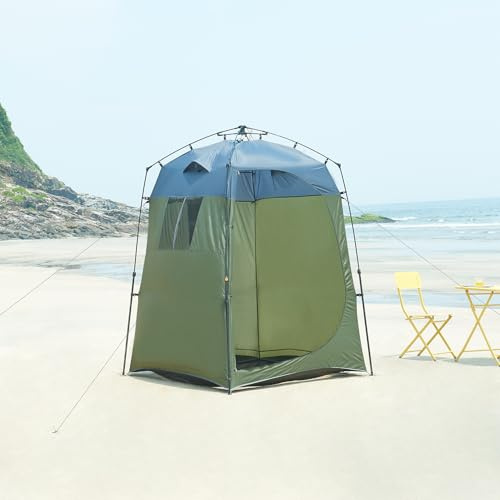 pro.tec Duschzelt Ayas Wurfzelt Pop-Up Zelt Mobile Umkleidekabine tragbar Camping Toilette Sichtschutz Outdoor Strandzelt 150 x 150 x 200 cm Grün/Grau