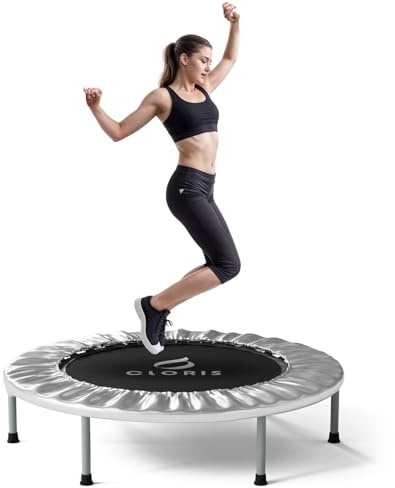 CLORIS 40''/48'' Foldable Fitness Trampoline - Max Load 400lbs / 450lbs, Rebounder with Adjustable Foam Handle Indoor/Outdoor Fitness Body Exercise (36'' Silvery)