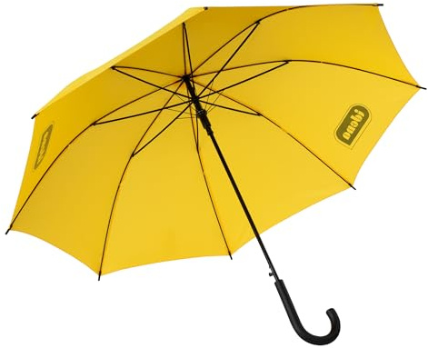 Idena 50113 - Ombrello a bastone giallo con diametro di 100 cm, ombrello con apertura automatica e manico soft-touch, lunghezza circa 88 cm