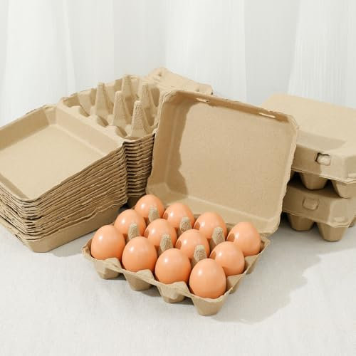 Lot de 20 boîtes à œufs vides en carton pour 12 œufs - 7,6 x 10,2 cm - Pour la maison, la cuisine, la ferme, les œufs de canard frais
