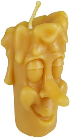 Candela di cera d'api, candela di fusione con viso, 10 cm, 100% cera d'api