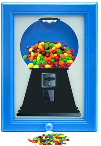 Candy Dispenser Bilderrahmen, Süßigkeitenspender Rahmen mit Knopfmechanismus, Bonbonspender Wand Tischaufstellung für Klassenzimmer Büro Wohnung, Geschenk für Studenten und Lehrer