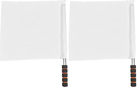 POENVFPO Drapeau D'arbitre Sportif 2 Pièces, Drapeaux de Juge de Ligne de Volley-ball avec Poignée en Acier Inoxydable pour Compétition de Match de Football en Plein Air (WHITE)