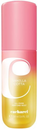 CACHAREL Yummy Mist Vanilla Cotta — Brume Parfumée Ambrée Gourmande Corps & Cheveux pour Femme - Vanille crémeuse, Fleurs Solaires, Accord Noisette, Accord de Lait - Spray Vaporisateur - 100ml