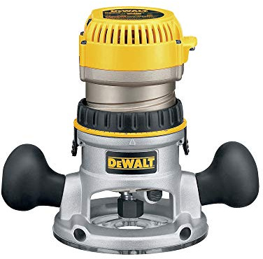 DEWALT Enrutador, base fija, 12 amperios, disparador de velocidad variable de 24,000 rpm, 2-1/4 HP, con cable (DW618) amarillo