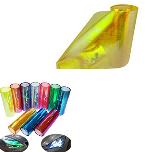 SMKJ Auto Scheinwerfer Folie Tönungsfolie Aufkleber für Scheinwerfer Nebelscheinwerfer Rückleuchten Blinker Gr.200cm x 30cm (Chamäleon Gelb)