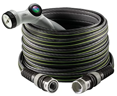 FITT FORCE 5/8 30 m - Wasserschlauch für den Garten zur Bewässerung, kompakt, leicht und robust für intensive Verwendung mit Multifunktions-Pistole, Grau mit grünen Streifen