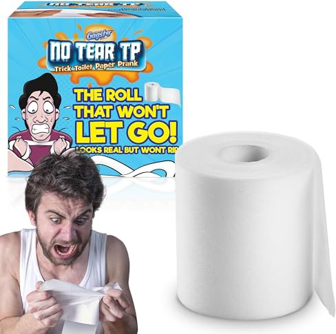 Gagster No Tear Toilet Paper Prank - Unrippable TP Roll, No Rip Toilet Paper Trick, Practical Joke for Adults & Kids, April Fools Day Gag, Novelty Toilet Paper, 1 Roll White