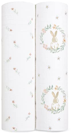 aden + anais™ essentials cotton muslin 2 pack swaddle blanket elephant circus (Blushing bunnies)