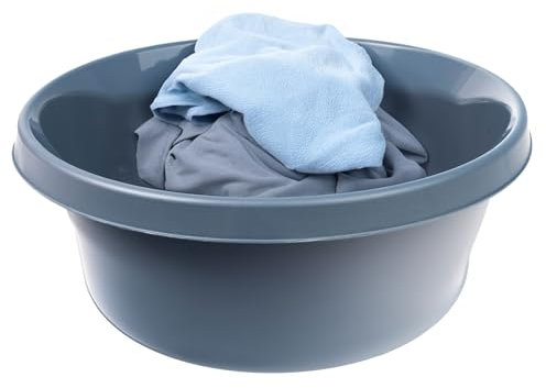 KADAX Matte Plastikwaschschüssel, Kunststoffschüssel, Runde Spülschüssel, Robuste Waschschüssel, Haushaltswasserschüssel für Badezimmer, Allzweck-Wanne (Dunkelgrau, 2L)