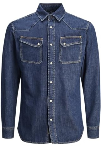 Jack&Jones Jjireno - Maglietta MF 141, Blu Denim, S