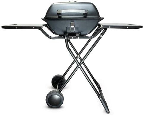 Korona 46222 Elektro-Standgrill mit Rollen | 2400 Watt Elektrogrill | Geteilte XXL Grillfläche, geriffelt und glatt | mit Deckel und Temperaturanzeige