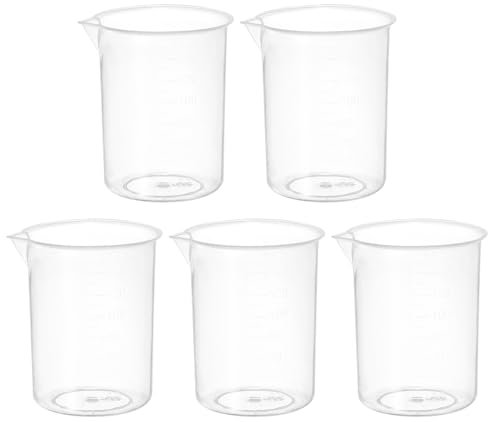 PATIKIL 150ml Measuring Cups, 5Pcs Polypropylene Beakers Graduated Measuring Pitcher Beakers with and Spout for Lab Experiments, Baking and Cooking, Transparent