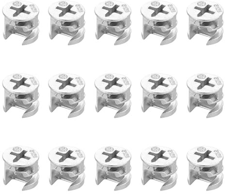 15 Stück Nocken Verschlussmutter für Möbel 11.6 x 10 mm Möbelverbinder Schrankverbinder Zinklegierung Exzenter Nockenrad Gelenkverbinder Verriegelung Mutter Möbel Verbindung Nockenverschraubung