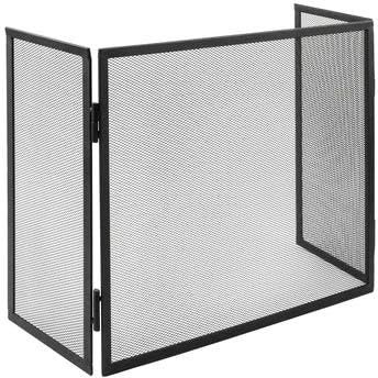 Suinga Parascintille per camino triplo pannello 100 x 50 cm, griglia metallica protettiva contro le scintille, schermo di sicurezza per camini, nero