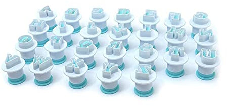 Gbloodst Taglierina per biscotti, taglierine per fondente e affettatrici per glassa, decorazione per torte di festa di compleanno lettera maiuscola