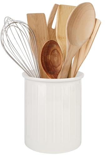 bssmmai Soporte de cerámica para utensilios de cocina, 13,4 x 11 cm, soporte para utensilios de cocina, soporte para cubiertos en relieve para cocina, almacenamiento de encimera, superficie esmaltada