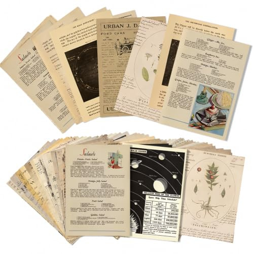 Confezione da 120 Fogli per Scrapbooking con 4 Set a Tema Vintage Carta Decorativa Non Autoadesiva per Album Diario Accessori e Lavoretti Fai da Te 14 x 20 cm