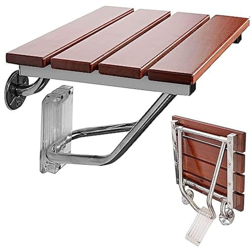 Siège de Douche Rabattable en Bois, Tabouret de Douche Pliable Adulte de Mur,Salle de Bain Banc de Douche Mural pour Personnes âgées Handicapé économiser de l'espace Poids Max. 160 Kg