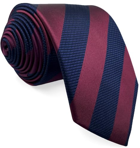 S&W SHLAX&WING Mens Necktie Silky Touch Tie Pocket Square Set Red Navy Blue Burgundy Striped for Wedding Party Prom